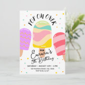 Pop über Geburtstagsparty Einladung Postkarte (Stehend Vorderseite)