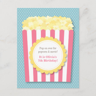 Pop über Popcorn Filmabend Pastel Geburtstagsparty Einladung