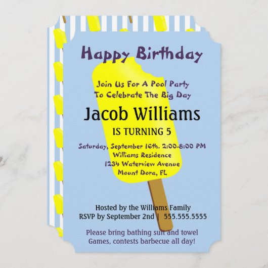 Pop und Eiscreme Geburtstagsparty Einladung (Vorne/Hinten)