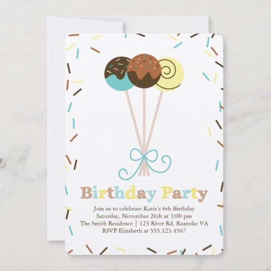 Pop und Sprinklen zum Geburtstag Einladung (Vorderseite)