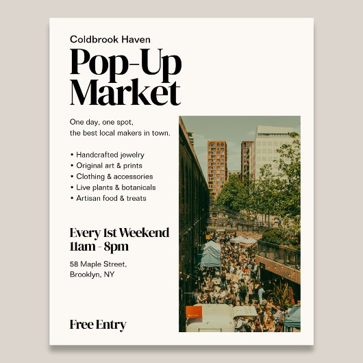 Pop Up Market Retro Editorial Photo Flyer