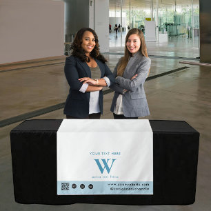 Pop-Up-Shop-Brief-Logo-QR-Code-Tischläufer Blau Wandteppich