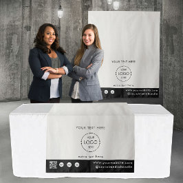 Pop-Up-Shop-Logo-QR-Code-Verkäufer-Tischläufer Bei Wandteppich