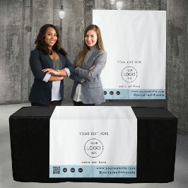 Pop-Up-Shop-Logo-QR-Code-Verkäufer-Tischläufer Bla Wandteppich