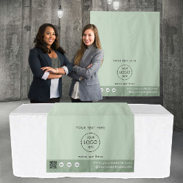 Pop-Up-Shop-Logo-QR-Code-Verkäufer-Tischläufer Grü Wandteppich