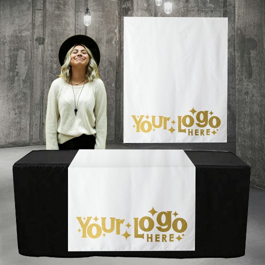 Pop Up Shop Table Runner Banner Business Logo Gold Wandteppich