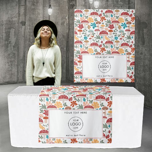 Pop Up Shop Table Runner Banner Logo Mushrooms Wandteppich