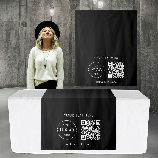 Pop Up Shop Table Runner Banner Logo QR Code Wandteppich
