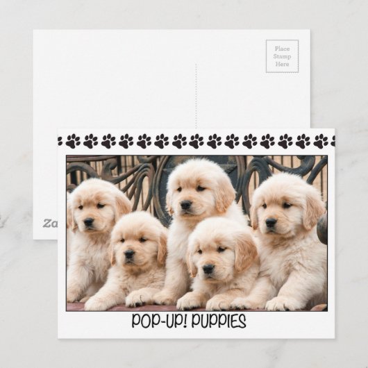 Pop-Up! Welpen Postkarte (Vorne/Hinten)