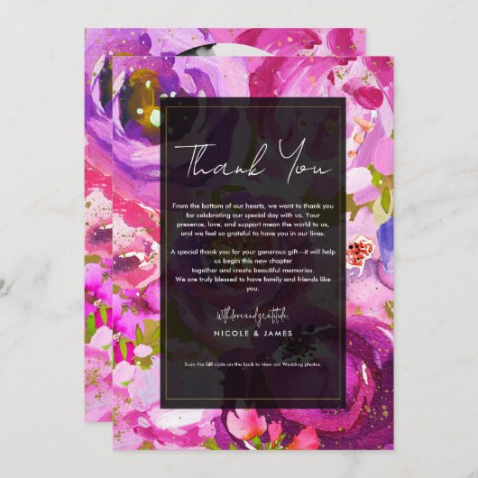 Pop von Pink & Lila Vibrant Florenz Vielen Dank Einladung (Vorne/Hinten)