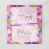 Pop von rosa und Lila floralen Hochzeiten Platzkarte (Außenseite Aufgefaltet)