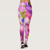Pop von rosa und Lila floralen Leggings (Rückseite)