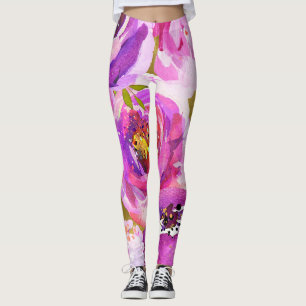Pop von rosa und Lila floralen Leggings