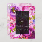 Pop von rosa und Lila lebendiges Blumengestein Sav Ankündigungspostkarte (Vorne/Hinten)