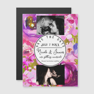 Pop von rosa und Lila lebendiges Blumengestein Sav Magnetkarte