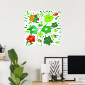 Pop Wasserfarbe Art Blumenposter Poster (Heimbüro)