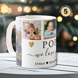 POP We Love You Grandkids 5 Photo Collage Kaffeetasse