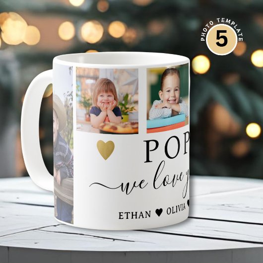POP We Love You Grandkids 5 Photo Collage   Kaffeetasse