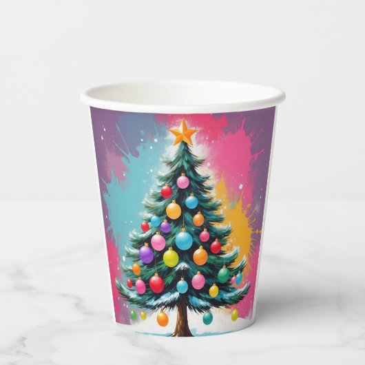 Pop Weihnachten mit Farbschatten Pappbecher (Rückseite)