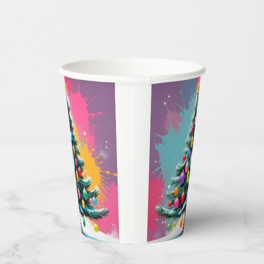 Pop Weihnachten mit Farbschatten Pappbecher (Rechts)