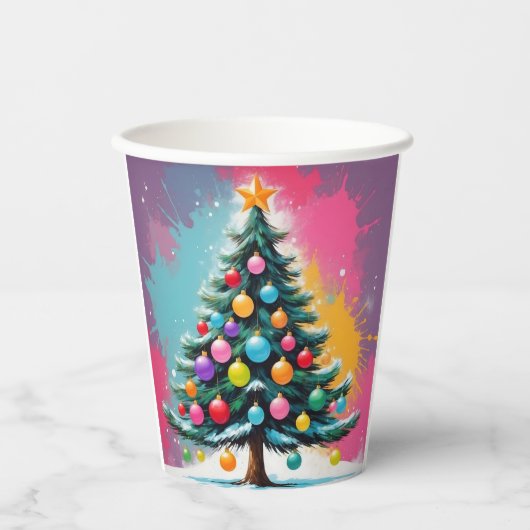 Pop Weihnachten mit Farbschatten Pappbecher (Vorderseite)