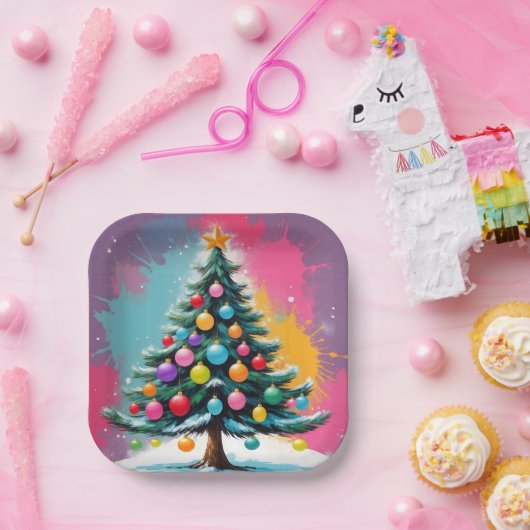 Pop Weihnachten mit Farbschatten Pappteller (Party)