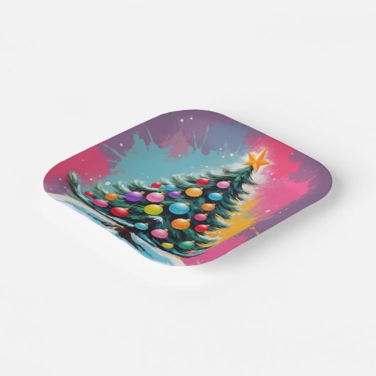 Pop Weihnachten mit Farbschatten Pappteller (Gewinkelt)