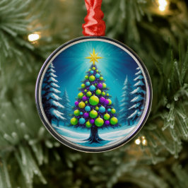 Pop Weihnachten mit Neon Green Blue Lila Ornament Aus Metall