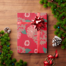 Pop WeihnachtenBlumenBurst Wrapping Paper Rotes Gr