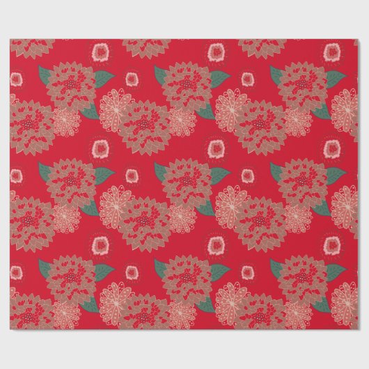 Pop WeihnachtenBlumenBurst Wrapping Paper Rotes Gr Geschenkpapier (Flach)