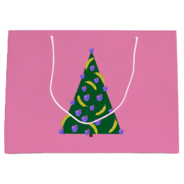 Pop Weihnachtsbaum mit Äpfeln & Bananen Rosa Große Geschenktüte
