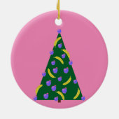Pop Weihnachtsbaum mit Äpfeln & Bananen Rosa Keramik Ornament (Hinten)