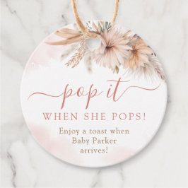 Pop, wenn sie Boho Pampas Grass Floral Pop Geschenkanhänger