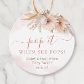 Pop, wenn sie Boho Pampas Grass Floral Pop Geschenkanhänger (Vorderseite)