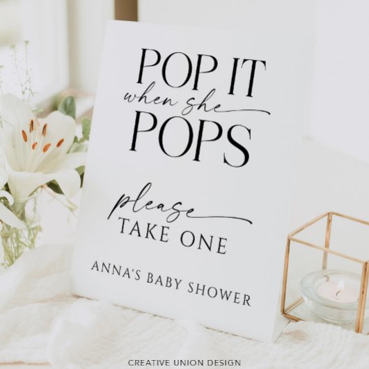 Pop, wenn sie Pop Personalisiert Baby Dusche Gefal Sockelschild