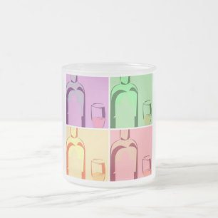 Pop Wine Bottle und Glass Art Mattglastasse