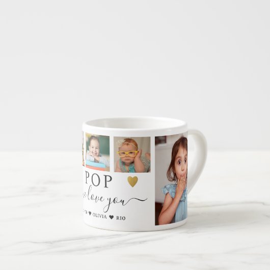 POP Wir Liebe Sie Großkinder 5 FotoCollage Espressotasse (Vorderseite Rechts)