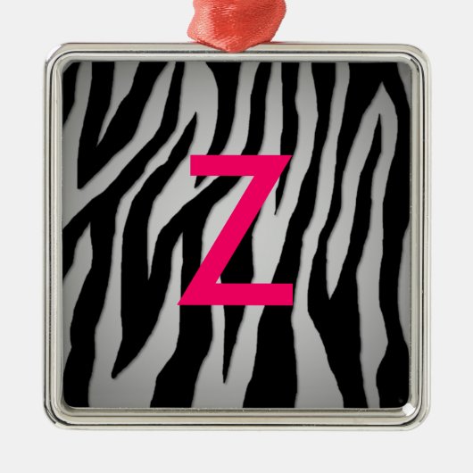 Pop Zebra Silbernes Ornament (Vorne)