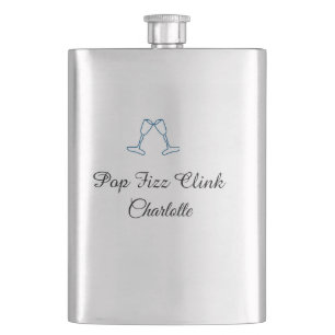 Pop zischen klirren blaue Champagnerflasche neues Flachmann