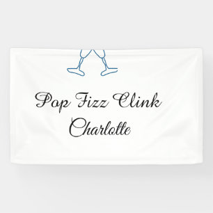 Pop zischt klingt blaue Champagnerflasche neues Ja Banner