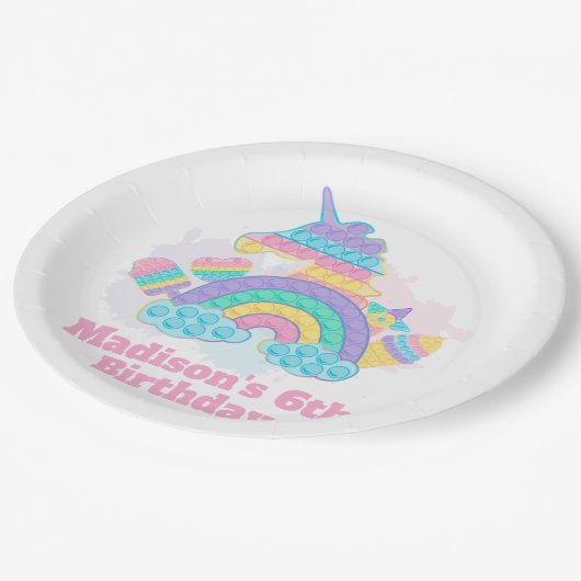 Pop zum Geburtstag  Pappteller (Schrägansicht)