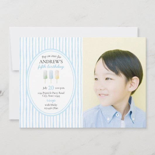 Pop zur Einladung über blaue Population (Vorderseite)