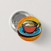 Popart-Abzeichen, Pin, Knopf. Tasse Tee Popart Button (Vorne & Hinten)