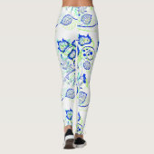 PopArt Blue-Blätter Leggings (Rückseite)