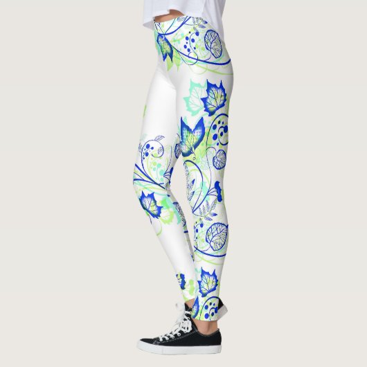 PopArt Blue-Blätter Leggings (Links)