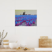 Popart Blue Tulips Windmills Landschaft Poster (Küche)