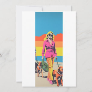 Popart-Geschenk, Strandspaziergang mit Hund Einladung