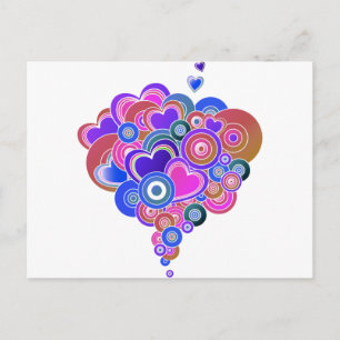 PopArt Lila Hearts Postkarte