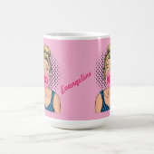 Popart Mädchen mit rosa Bubble Gum personalisiert Kaffeetasse (Mittel)