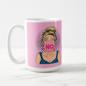 Popart Mädchen mit rosa Bubble Gum personalisiert Kaffeetasse (Links)
